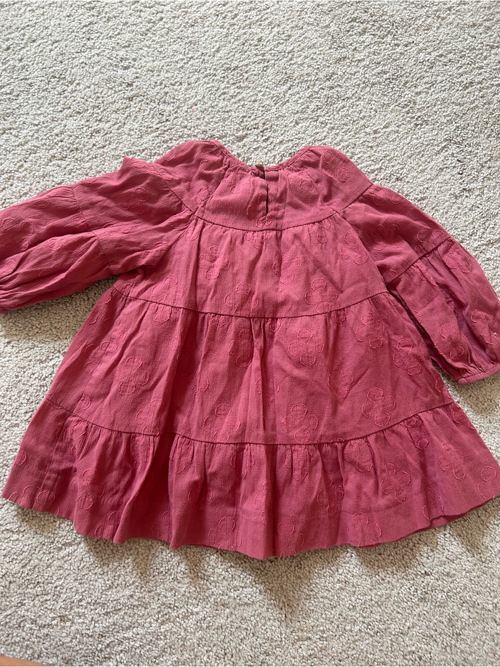 Girls' Pink Tiered Long-Sleeve Dress - Picture 2 of 4